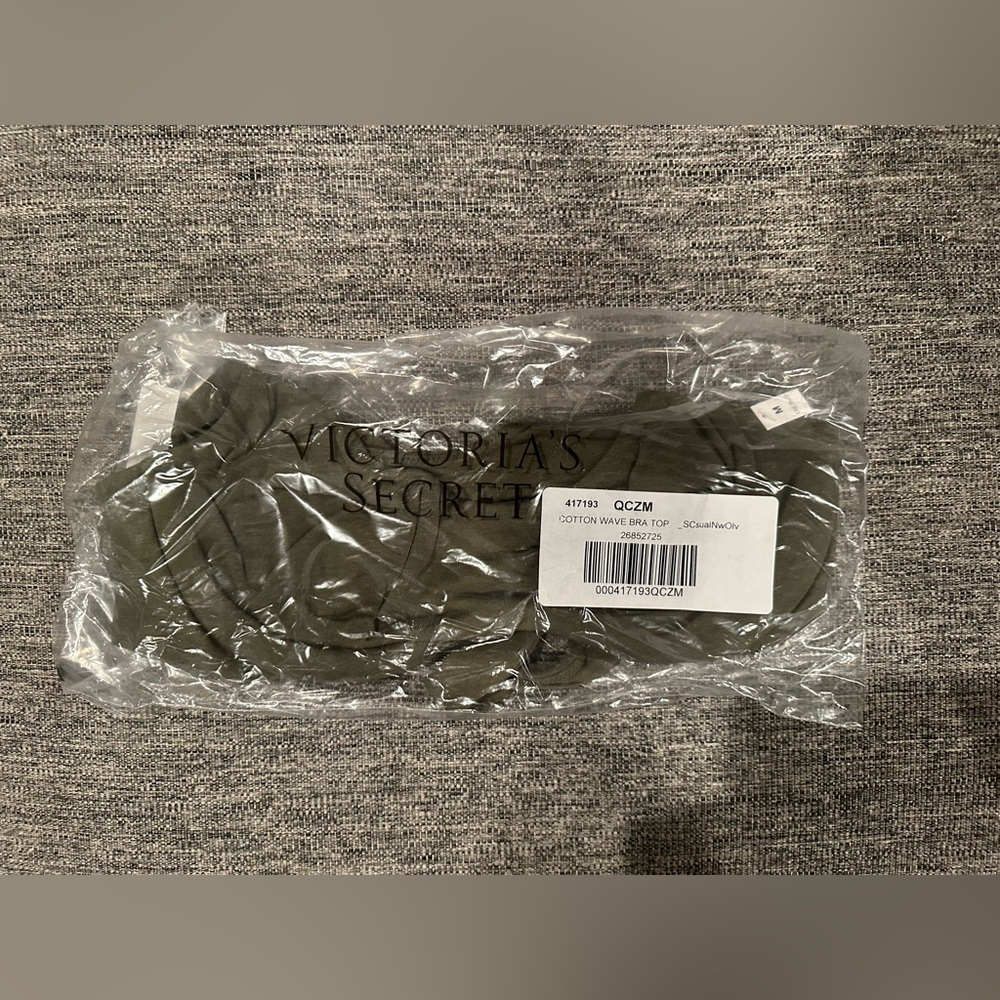 PINK Victoria's Secret Base Cotton Unlined Scoop Bra In Casual New Olive Medium - Picture 4 of 5